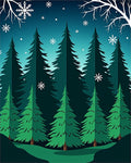 Deep Teal Winter Forest Snowflakes Rug