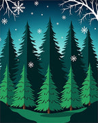 Deep Teal Winter Forest Snowflakes Rug