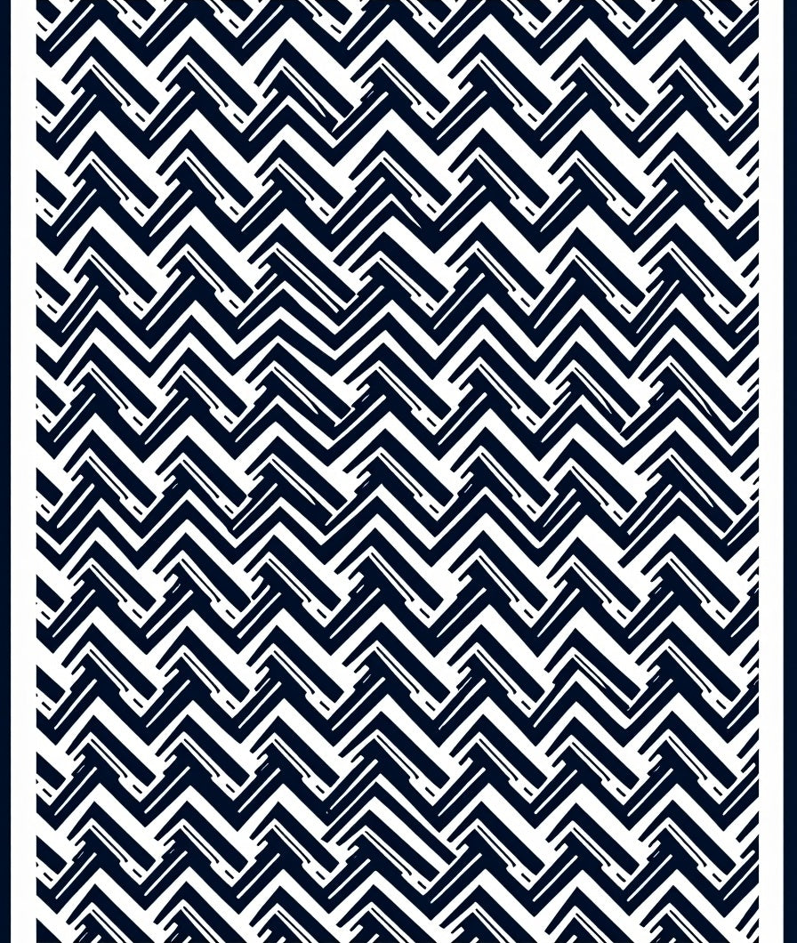 Navy White Herringbone Geometric Rug
