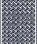 Navy White Herringbone Geometric Rug