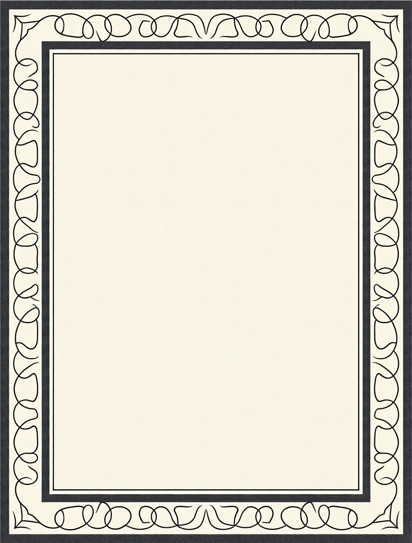 Ornate Cream And Black Border Rug