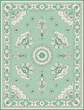 Mint Green Floral Medallion Border Rug
