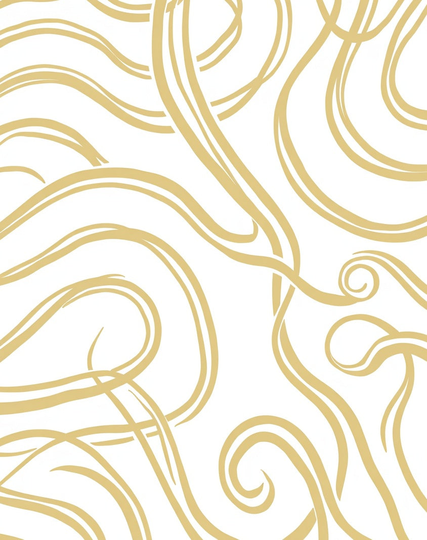 Golden White Swirling Lines Rug