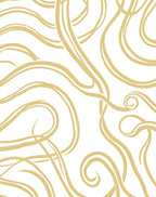 Golden White Swirling Lines Rug