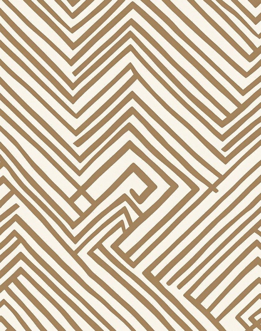 Golden Taupe Geometric Maze Rug