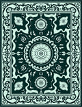 Deep Teal Floral Medallion Garden Rug
