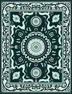 Deep Teal Floral Medallion Garden Rug