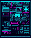 Neon Cyberpunk Tech Collage Rug