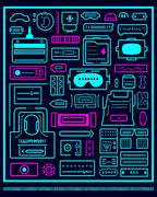 Neon Cyberpunk Tech Collage Rug
