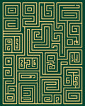 Emerald Green Golden Maze Labyrinth Rug
