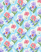 Springtime Floral Meadow Light Blue Rug