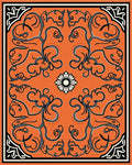 Orange Floral Scroll Medallion Rug