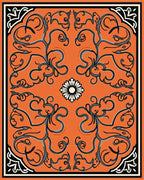 Orange Floral Scroll Medallion Rug