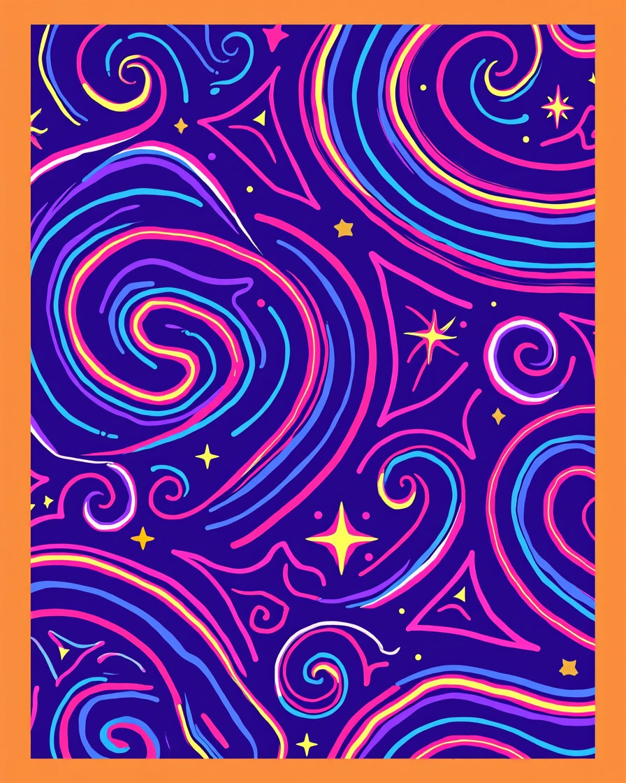 Cosmic Swirls Neon Galaxy Abstract Rug