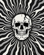 Monochromatic Skull Sunburst Rug