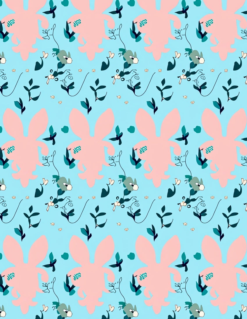 Pink bunny meadow floral sweet design Rug
