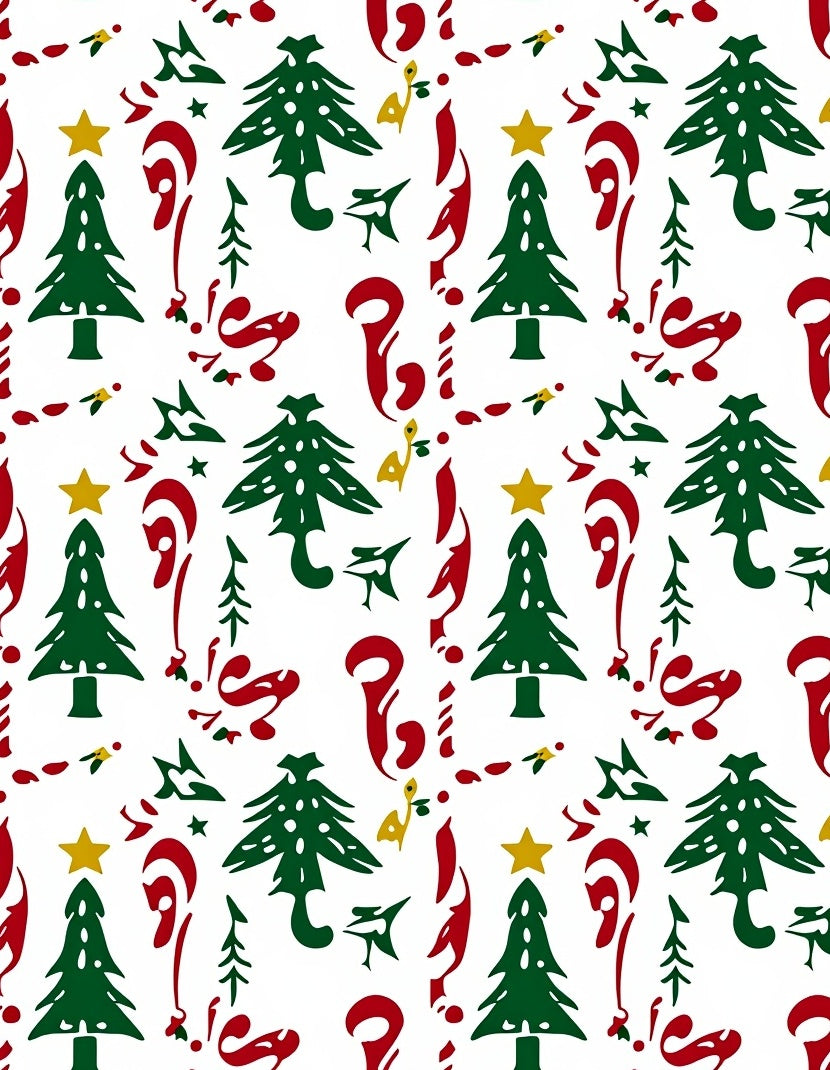 Festive Green Pine Candy Cane Star Rug