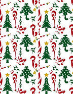 Festive Green Pine Candy Cane Star Rug