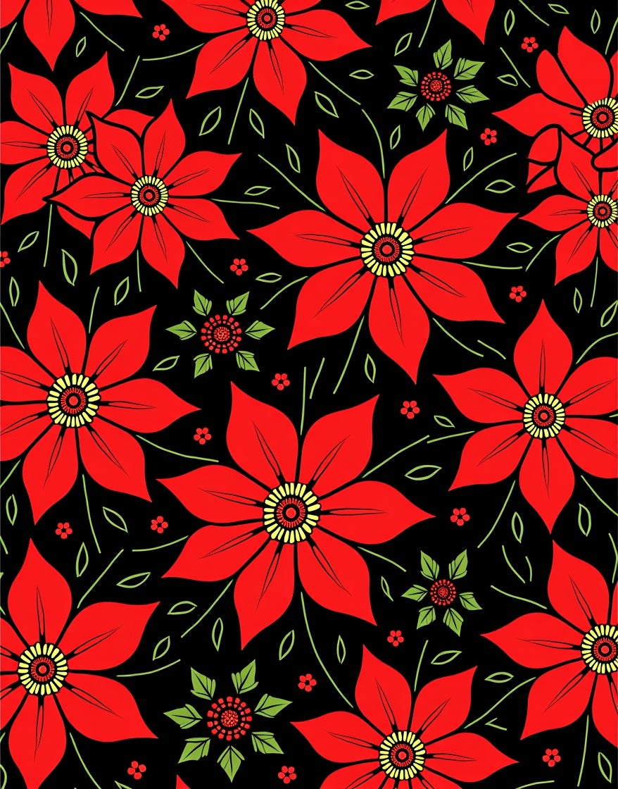 Bold Red Floral Garden Rug