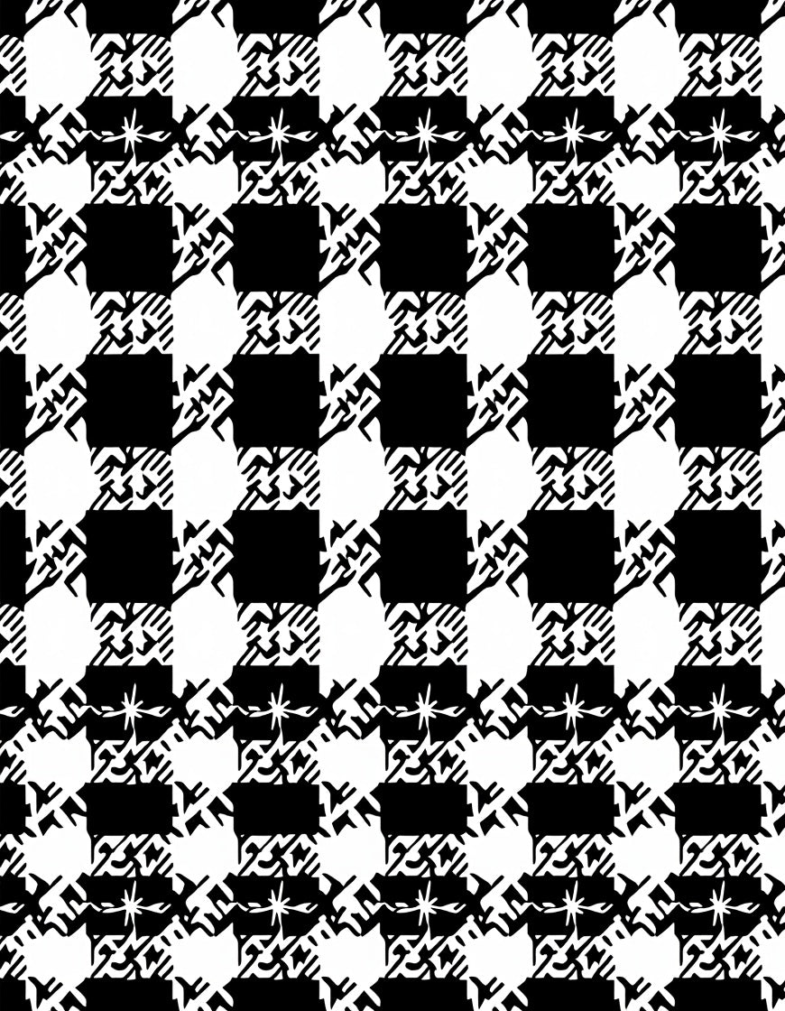 Classic Black White Houndstooth Checks Rug