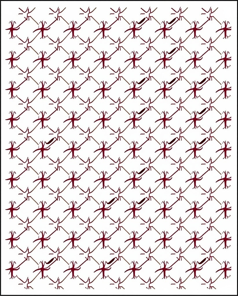 Muted Crimson Diamond Lattice Rug