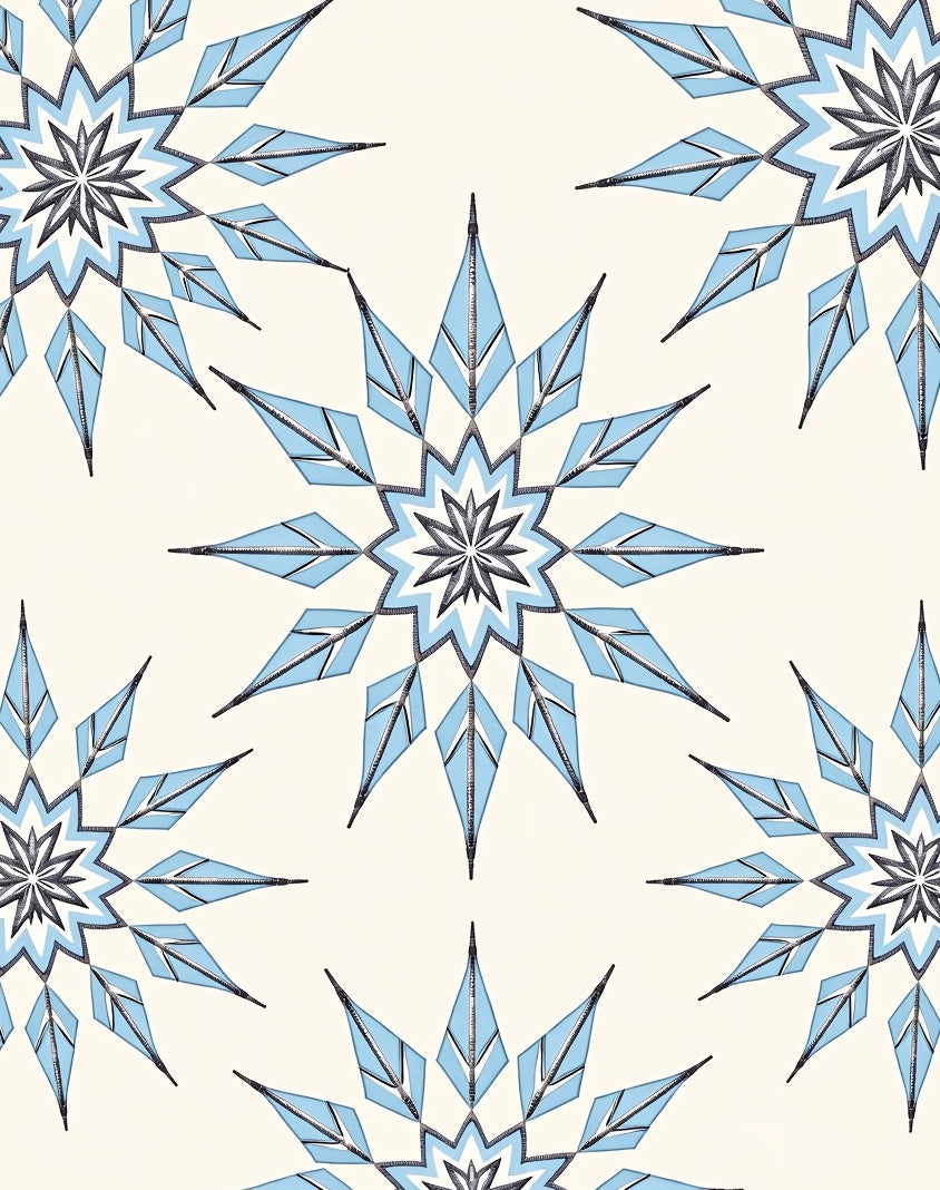 Light Blue Starburst Sunburst Medallion Rug