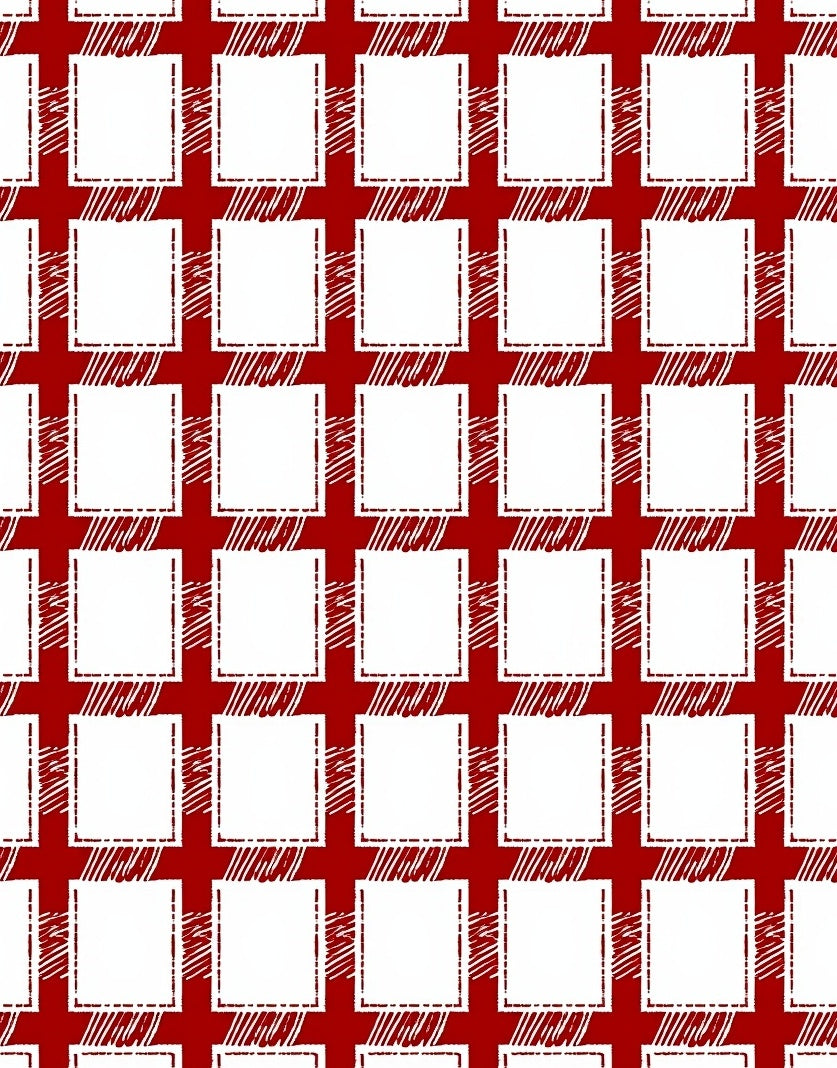 Red White Textured Plaid Squares Rug