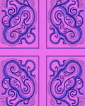 Ornate Pink Blue Swirl medallions Rug