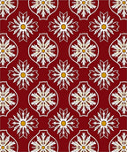 Crimson White Golden Floral Medallion Rug