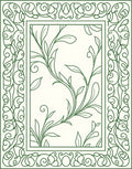 Emerald Green Vine Scroll Frame Rug