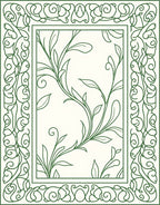 Emerald Green Vine Scroll Frame Rug