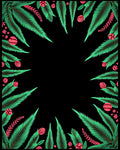 Emerald Tropical Leaf Orb Border Rug