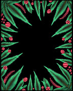 Emerald Tropical Leaf Orb Border Rug