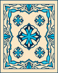 Cream Blue Floral Medallion Border Rug
