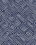 Navy White Hand Drawn Geometric Maze Rug