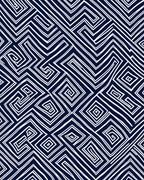 Navy White Hand Drawn Geometric Maze Rug