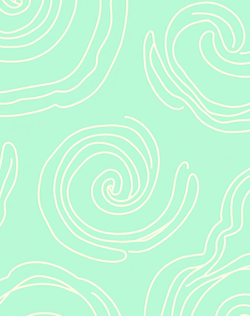 Mint Swirl Abstract Wave Rug