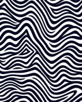 Dark Navy White Abstract Wave Rug