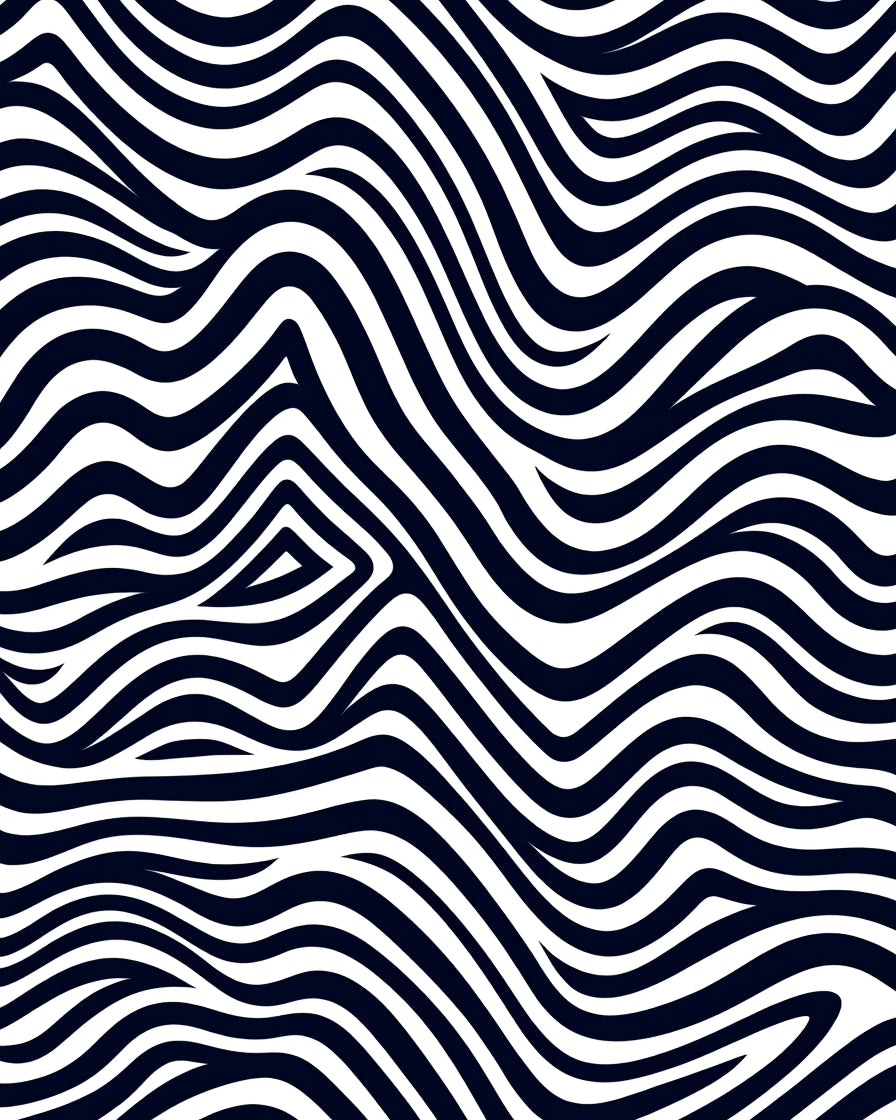 Dark Navy White Abstract Wave Rug