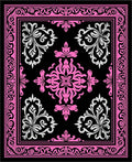 Bright Pink White Floral Medallion Brocade Rug