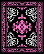 Bright Pink White Floral Medallion Brocade Rug