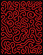 Red Swirls Black Abstract Rug