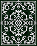 Dark Emerald White Classical Scrollwork Rug