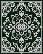 Dark Emerald White Classical Scrollwork Rug