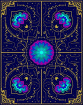Deep Blue Floral Medallion Sunburst Rug