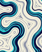 Bold Navy Teal Flowing Wave Rug