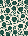 Deep Teal Blooming Rose Botanical Rug