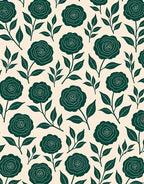 Deep Teal Blooming Rose Botanical Rug