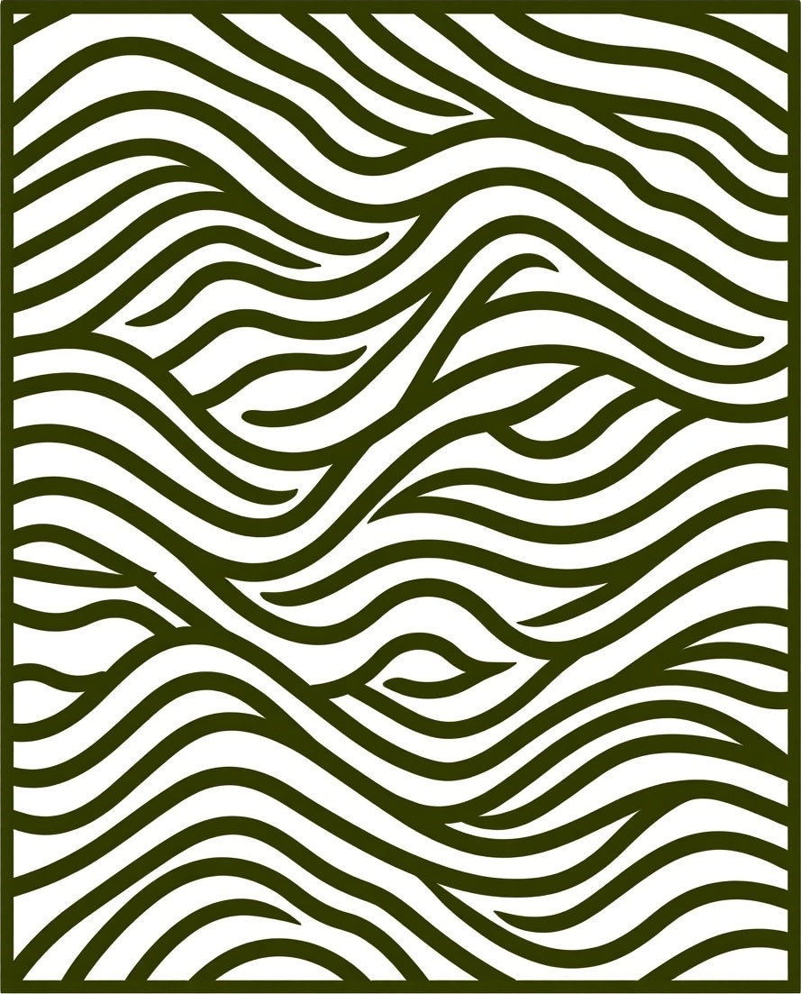 Dark Green Wavy Striped Landscape Rug