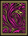 Vibrant Pink Yellow Swirl Zebra Border Rug